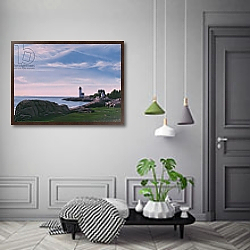 «Squam Light Evening, 2014» в интерьере в классическом стиле с зеленой стеной «Squam Light Evening, 2014» в интерьере в классическом стиле с зеленой стеной