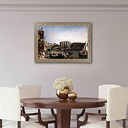 «The Rialto Bridge, Venice with the Fondaco dei Tedeschi in the Foreground,» в интерьере столовой в классическом стиле «The Rialto Bridge, Venice with the Fondaco dei Tedeschi in the Foreground,» в интерьере столовой в классическом стиле