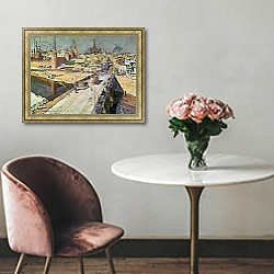«The Moskva River Bridge, 1914» в интерьере в классическом стиле над креслом «The Moskva River Bridge, 1914» в интерьере в классическом стиле над креслом