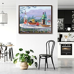 «Still Life and Seashore, Bandol» в интерьере столовой в зеленых тонах «Still Life and Seashore, Bandol» в интерьере столовой в зеленых тонах