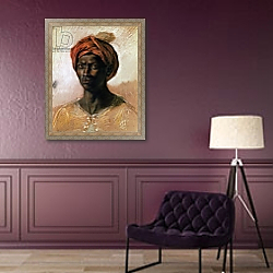 «Portrait of a Turk in a Turban, c.1826» в интерьере в классическом стиле в фиолетовых тонах «Portrait of a Turk in a Turban, c.1826» в интерьере в классическом стиле в фиолетовых тонах