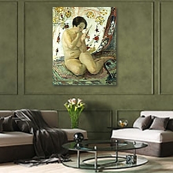 «Nude Sat with a Mirror; Nu Assis au Miroir, 1925-1930» в интерьере классической гостиной над диваном «Nude Sat with a Mirror; Nu Assis au Miroir, 1925-1930» в интерьере классической гостиной над диваном