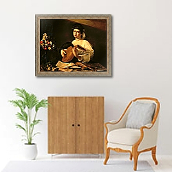 «The Lute Player, c.1595» в интерьере в классическом стиле над комодом «The Lute Player, c.1595» в интерьере в классическом стиле над комодом
