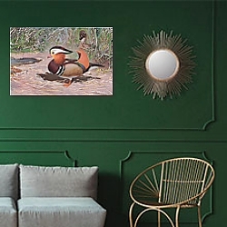 «Mandarin Duck, from Wildlife of the World published by Frederick Warne & Co, c.1900» в интерьере коридора в классическом стиле «Mandarin Duck, from Wildlife of the World published by Frederick Warne & Co, c.1900» в интерьере коридора в классическом стиле