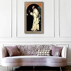 «Portrait of the devout John Houghton» в интерьере гостиной в классическом стиле над диваном «Portrait of the devout John Houghton» в интерьере гостиной в классическом стиле над диваном