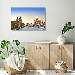 «Россия, Москва. Красная площадь на закате» в интерьере современной прихожей над тумбой «Россия, Москва. Красная площадь на закате» в интерьере современной прихожей над тумбой