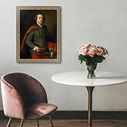«Portrait of John Woodyeare, 1750» в интерьере гостиной в зеленых тонах «Portrait of John Woodyeare, 1750» в интерьере гостиной в зеленых тонах