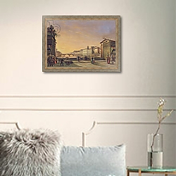 «View of the Arno from the Ponte Vecchio, Florence» в интерьере в классическом стиле в светлых тонах «View of the Arno from the Ponte Vecchio, Florence» в интерьере в классическом стиле в светлых тонах