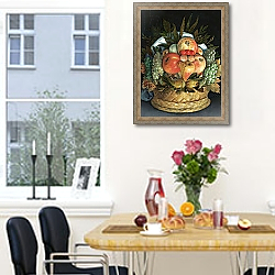 «Reversible anthropomorphic portrait of a man composed of fruit» в интерьере кухни в стиле ретро над обеденным столом «Reversible anthropomorphic portrait of a man composed of fruit» в интерьере кухни в стиле ретро над обеденным столом