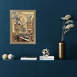 «The Miracle of the Liquefaction of the Blood of Saint Januarius, 5th May 1863» в интерьере в классическом стиле в синих тонах «The Miracle of the Liquefaction of the Blood of Saint Januarius, 5th May 1863» в интерьере в классическом стиле в синих тонах