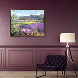 «Lavender Fields in Old Provence» в интерьере гостиной с розовым диваном «Lavender Fields in Old Provence» в интерьере гостиной с розовым диваном
