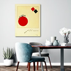 «Study for a page of the book Of Two Squares A Suprematist Tale in Six Constructions» в интерьере современной кухни над обеденным столом «Study for a page of the book Of Two Squares A Suprematist Tale in Six Constructions» в интерьере современной кухни над обеденным столом