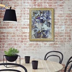 «Painterly Realism. Boy with Knapsack - Color Masses in the Fourth Dimension 2» в интерьере кухни в стиле лофт с кирпичной стеной «Painterly Realism. Boy with Knapsack - Color Masses in the Fourth Dimension 2» в интерьере кухни в стиле лофт с кирпичной стеной