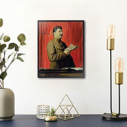 «Portrait of Josif Stalin, 1933» в интерьере в стиле ретро над столом «Portrait of Josif Stalin, 1933» в интерьере в стиле ретро над столом