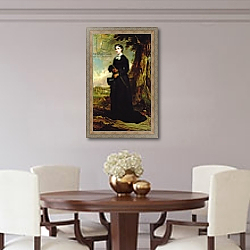 «Young woman wearing a black riding habit and standing in a landscape» в интерьере столовой в классическом стиле «Young woman wearing a black riding habit and standing in a landscape» в интерьере столовой в классическом стиле