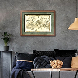 «Map of the World using the Mercator Projection, 1780» в интерьере в стиле лофт с бетонной стеной над камином «Map of the World using the Mercator Projection, 1780» в интерьере в стиле лофт с бетонной стеной над камином