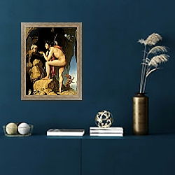 «Oedipus and the Sphinx, 1808» в интерьере в классическом стиле в синих тонах «Oedipus and the Sphinx, 1808» в интерьере в классическом стиле в синих тонах