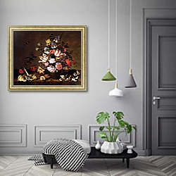 «Still life of a vase of flowers with shells» в интерьере коридора в классическом стиле «Still life of a vase of flowers with shells» в интерьере коридора в классическом стиле