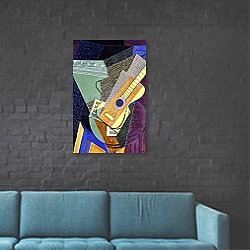 «Guitar on a Table; Guitare sur une Table, 1916» в интерьере в стиле лофт с бетонной стеной «Guitar on a Table; Guitare sur une Table, 1916» в интерьере в стиле лофт с бетонной стеной