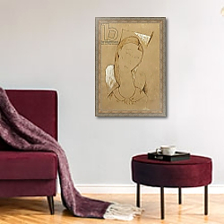 «Young Woman; Giovane Donna, c. 1917-1918» в интерьере гостиной в бордовых тонах «Young Woman; Giovane Donna, c. 1917-1918» в интерьере гостиной в бордовых тонах