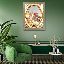 «Two putti playing with a parrot» в интерьере в классическом стиле над столом «Two putti playing with a parrot» в интерьере в классическом стиле над столом