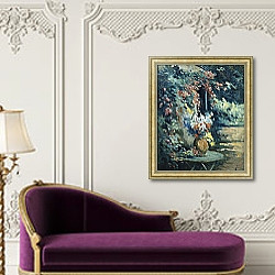 «Flowers in a Landscape; Bouquet de Fleurs dans un Paysage,» в интерьере в классическом стиле над банкеткой «Flowers in a Landscape; Bouquet de Fleurs dans un Paysage,» в интерьере в классическом стиле над банкеткой