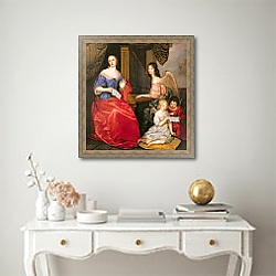 «Francoise Louise Duchess of La Valliere with her Children as Angels» в интерьере в классическом стиле над столом «Francoise Louise Duchess of La Valliere with her Children as Angels» в интерьере в классическом стиле над столом