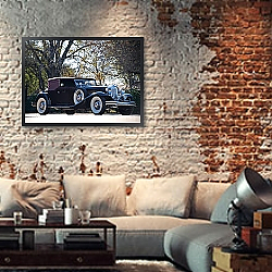 «Chrysler CG Imperial Convertible Victoria by Waterhouse '1931» в интерьере в стиле ретро с бирюзовыми стенами «Chrysler CG Imperial Convertible Victoria by Waterhouse '1931» в интерьере в стиле ретро с бирюзовыми стенами