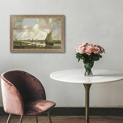 «A View of Leiden from the North East» в интерьере в классическом стиле над креслом «A View of Leiden from the North East» в интерьере в классическом стиле над креслом