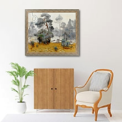 «Moose Family Entering a Clearing, 1930» в интерьере в классическом стиле над комодом «Moose Family Entering a Clearing, 1930» в интерьере в классическом стиле над комодом