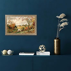 «Autumn Landscape, Saugerties, 1886» в интерьере в классическом стиле в синих тонах «Autumn Landscape, Saugerties, 1886» в интерьере в классическом стиле в синих тонах