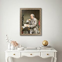 «Portrait of Claude-Henri Watelet 1763-65» в интерьере в классическом стиле над столом «Portrait of Claude-Henri Watelet 1763-65» в интерьере в классическом стиле над столом