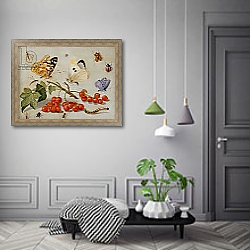«A still life with sprig of Redcurrants, butterflies, beetles, caterpillar and insects» в интерьере коридора в классическом стиле «A still life with sprig of Redcurrants, butterflies, beetles, caterpillar and insects» в интерьере коридора в классическом стиле