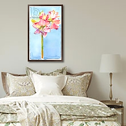 «Amaryllis with aqua background, 2015,» в интерьере комнаты в стиле прованс с цветами лаванды «Amaryllis with aqua background, 2015,» в интерьере комнаты в стиле прованс с цветами лаванды
