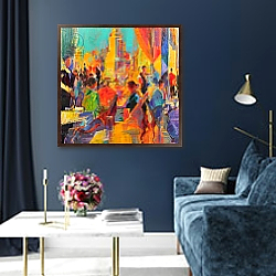 «The Helmsley Park Lane, New York» в интерьере гостиной с зеленой стеной над диваном «The Helmsley Park Lane, New York» в интерьере гостиной с зеленой стеной над диваном