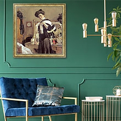 «Portrait of Henrietta Girshmann, 1907» в интерьере гостиной в классическом стиле над диваном «Portrait of Henrietta Girshmann, 1907» в интерьере гостиной в классическом стиле над диваном