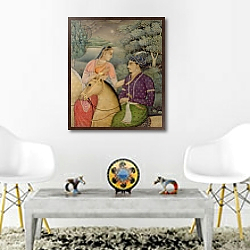 «A Couple on Horseback Beside a Moonlit Lake» в интерьере классической гостиной над диваном «A Couple on Horseback Beside a Moonlit Lake» в интерьере классической гостиной над диваном