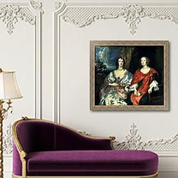 «A. Dalkieth and Lady Kirk, 1640» в интерьере в классическом стиле над банкеткой «A. Dalkieth and Lady Kirk, 1640» в интерьере в классическом стиле над банкеткой