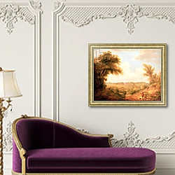 «Landscape with house, 18th century» в интерьере в классическом стиле над банкеткой «Landscape with house, 18th century» в интерьере в классическом стиле над банкеткой