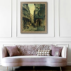 «The Jewish Quarter in Frankfurt, 1883» в интерьере гостиной в классическом стиле над диваном «The Jewish Quarter in Frankfurt, 1883» в интерьере гостиной в классическом стиле над диваном