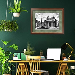 «View of the Pantheon, Rome, c.1810» в интерьере кабинета с зелеными стенами «View of the Pantheon, Rome, c.1810» в интерьере кабинета с зелеными стенами