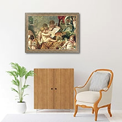 «Genius Teaching the Arts, 1761 2» в интерьере в классическом стиле над комодом «Genius Teaching the Arts, 1761 2» в интерьере в классическом стиле над комодом