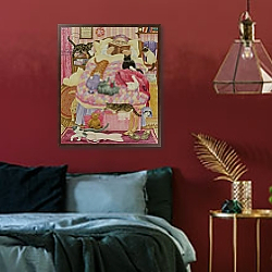 «Grandma and 10 cats in the bedroom» в интерьере гостиной в зеленых тонах «Grandma and 10 cats in the bedroom» в интерьере гостиной в зеленых тонах