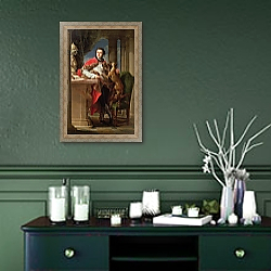«Charles Compton, 7th Earl of Northampton 1758» в интерьере прихожей в зеленых тонах над комодом «Charles Compton, 7th Earl of Northampton 1758» в интерьере прихожей в зеленых тонах над комодом