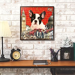 «Hug my frenchie; 2015, Mixed media» в интерьере коридора в классическом стиле «Hug my frenchie; 2015, Mixed media» в интерьере коридора в классическом стиле