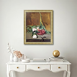 «Stem of Peonies and Secateurs, c.1864» в интерьере в классическом стиле над столом «Stem of Peonies and Secateurs, c.1864» в интерьере в классическом стиле над столом