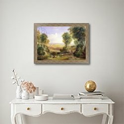 «The Junction of the Severn and the Wye with Chepstow in the Distance, 1830» в интерьере в классическом стиле над столом «The Junction of the Severn and the Wye with Chepstow in the Distance, 1830» в интерьере в классическом стиле над столом