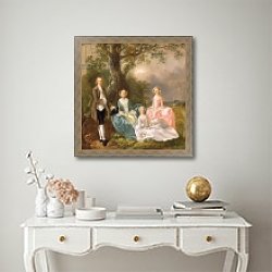 «Mr and Mrs John Gravenor and their Daughters, Elizabeth and Ann» в интерьере в классическом стиле над столом «Mr and Mrs John Gravenor and their Daughters, Elizabeth and Ann» в интерьере в классическом стиле над столом