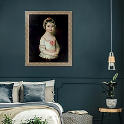 «Georgiana Spencer, afterwards Duchess of Devonshire» в интерьере классической спальни с темными стенами «Georgiana Spencer, afterwards Duchess of Devonshire» в интерьере классической спальни с темными стенами