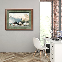 «Tynemouth Castle, Tyne and Wear, with Wreck» в интерьере современного кабинета на стене «Tynemouth Castle, Tyne and Wear, with Wreck» в интерьере современного кабинета на стене